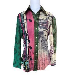 Save The Queen Italy Mesh Top Butterfly Fairycore Y2K Long Sleeve Size L